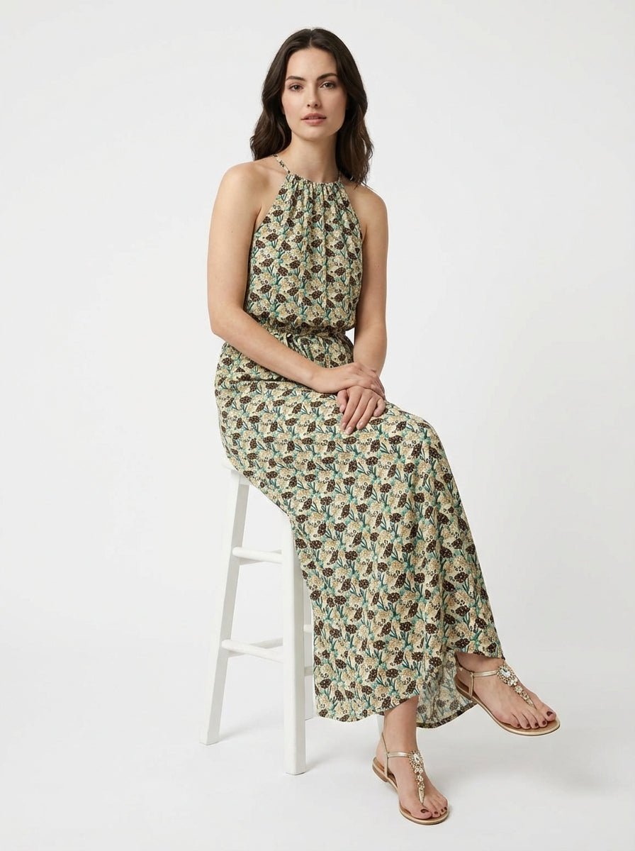 Mondo e Colori Robe en soie à imprimé fleurs de glycine