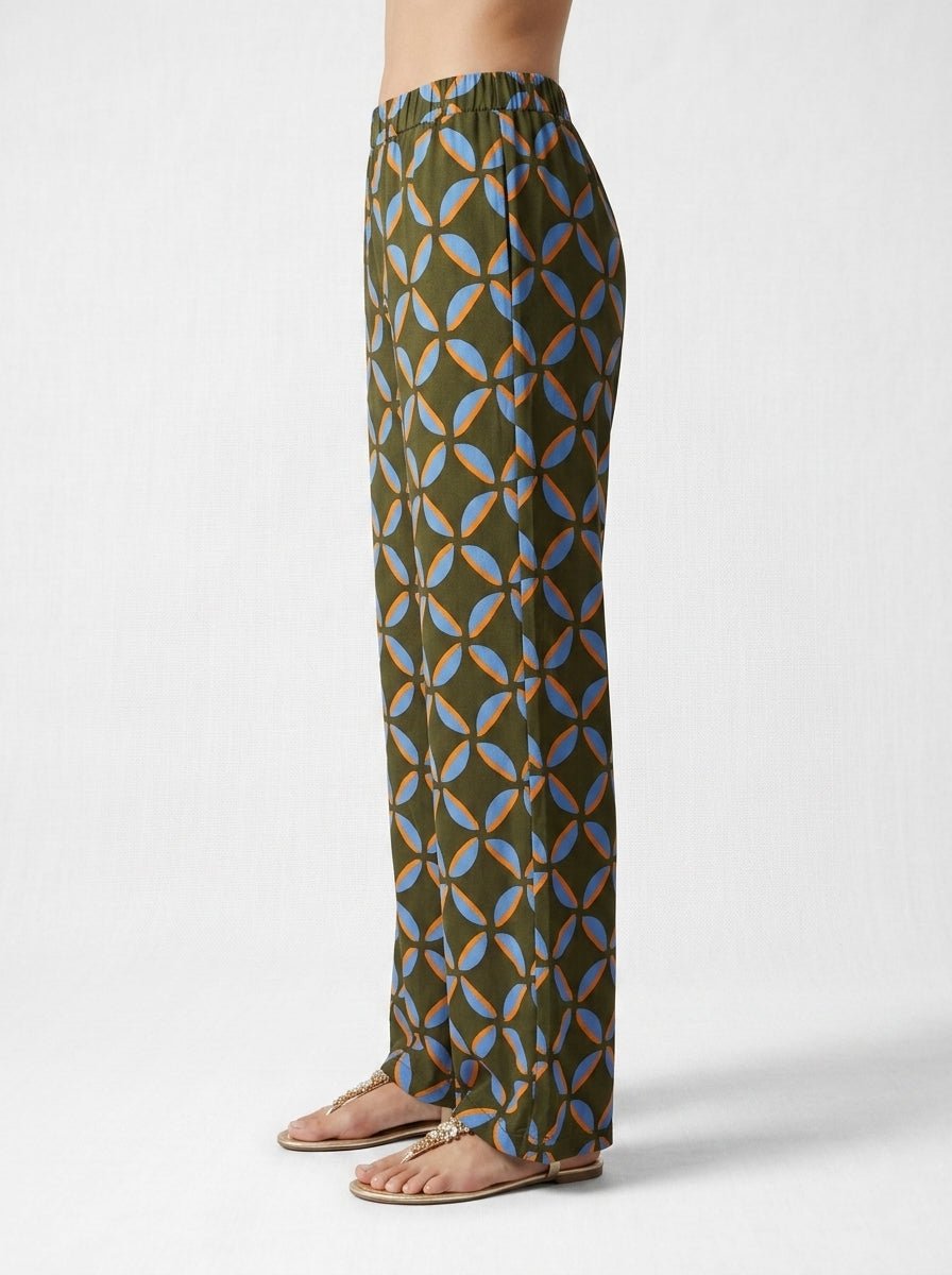 Pantalón Niu Estampado Geometrico Caqui