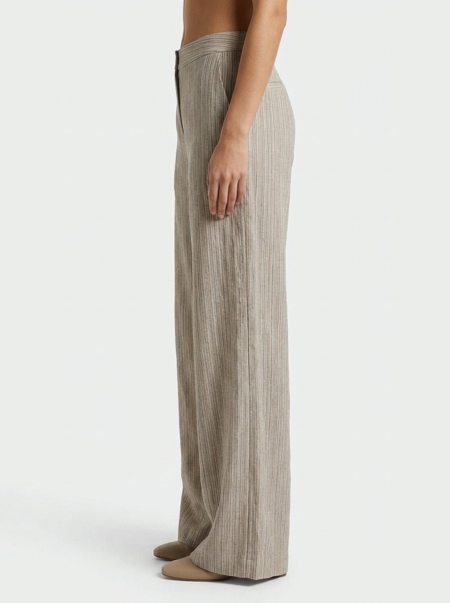 Pantalón AgoeFilo Via Panama Rayas Beige