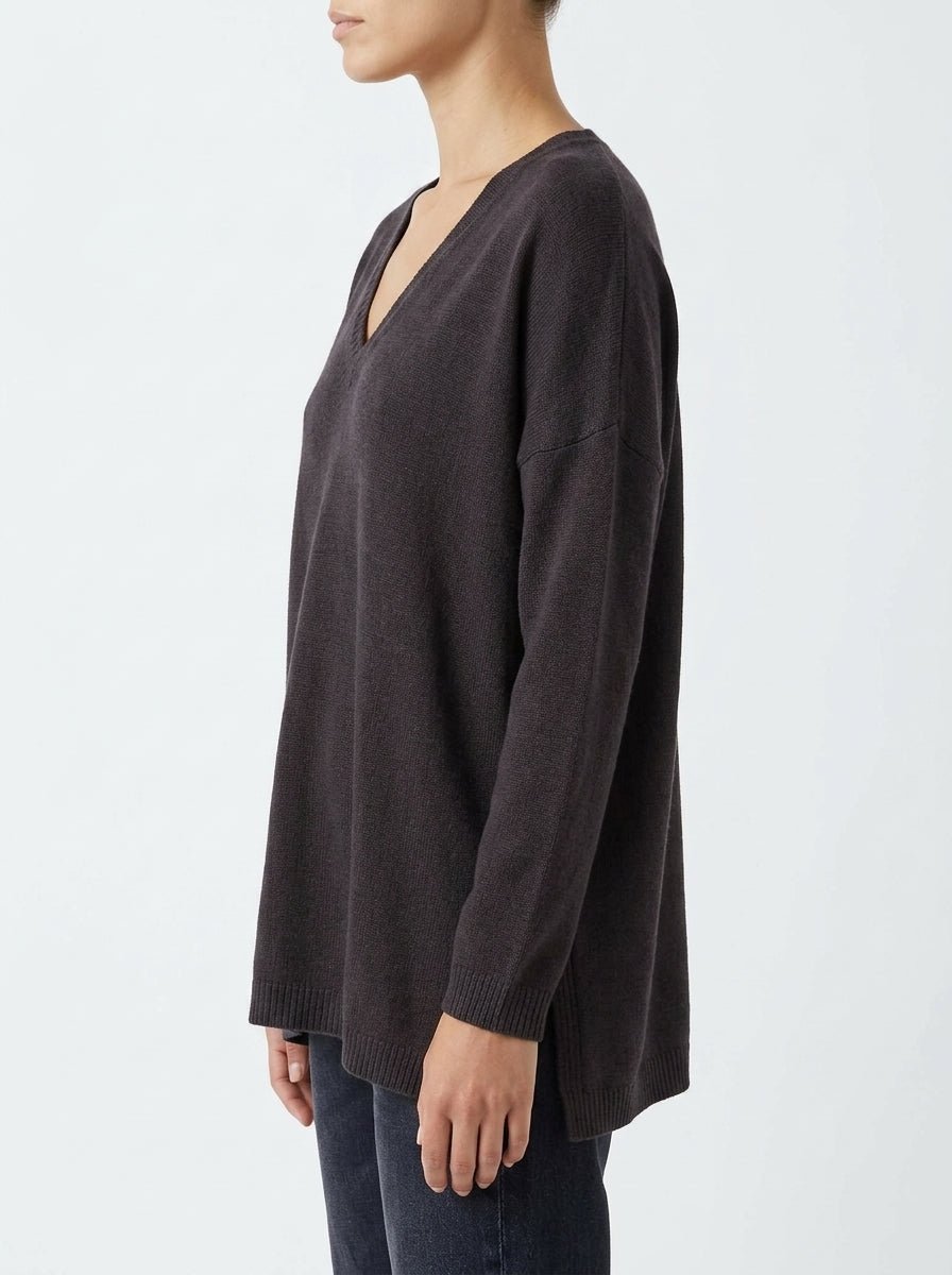 Jersey Base Milano Cuello Pico Marrón
