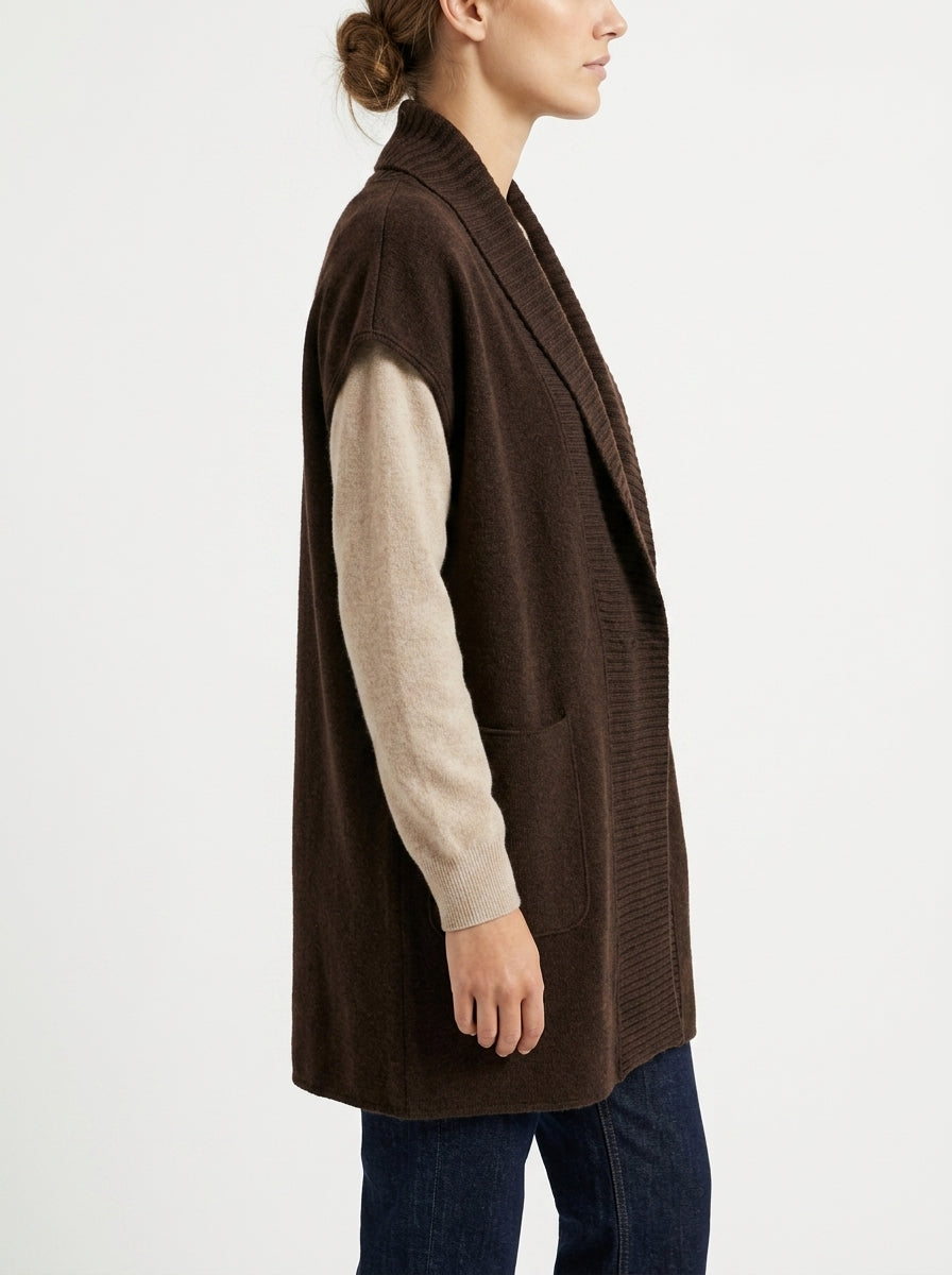 Cape en laine marron chocolat Rosso35