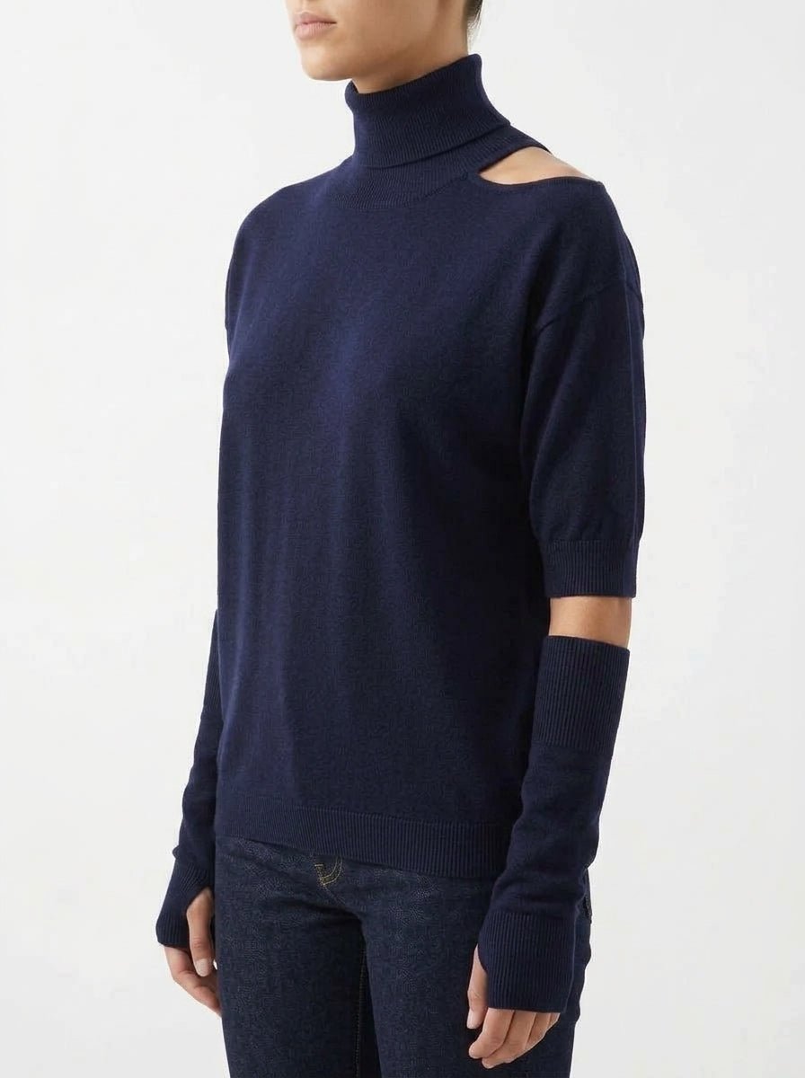 Jersey Floor Cuello Cisne Azul Marino