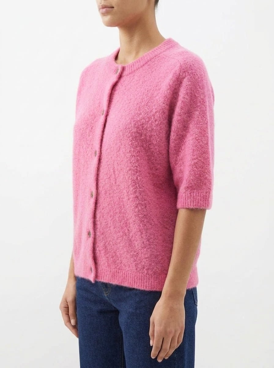 Cardigan Floor Manga Corta Rosa