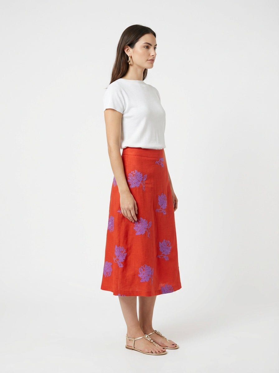 Falda Justmine Acampanada Bordada