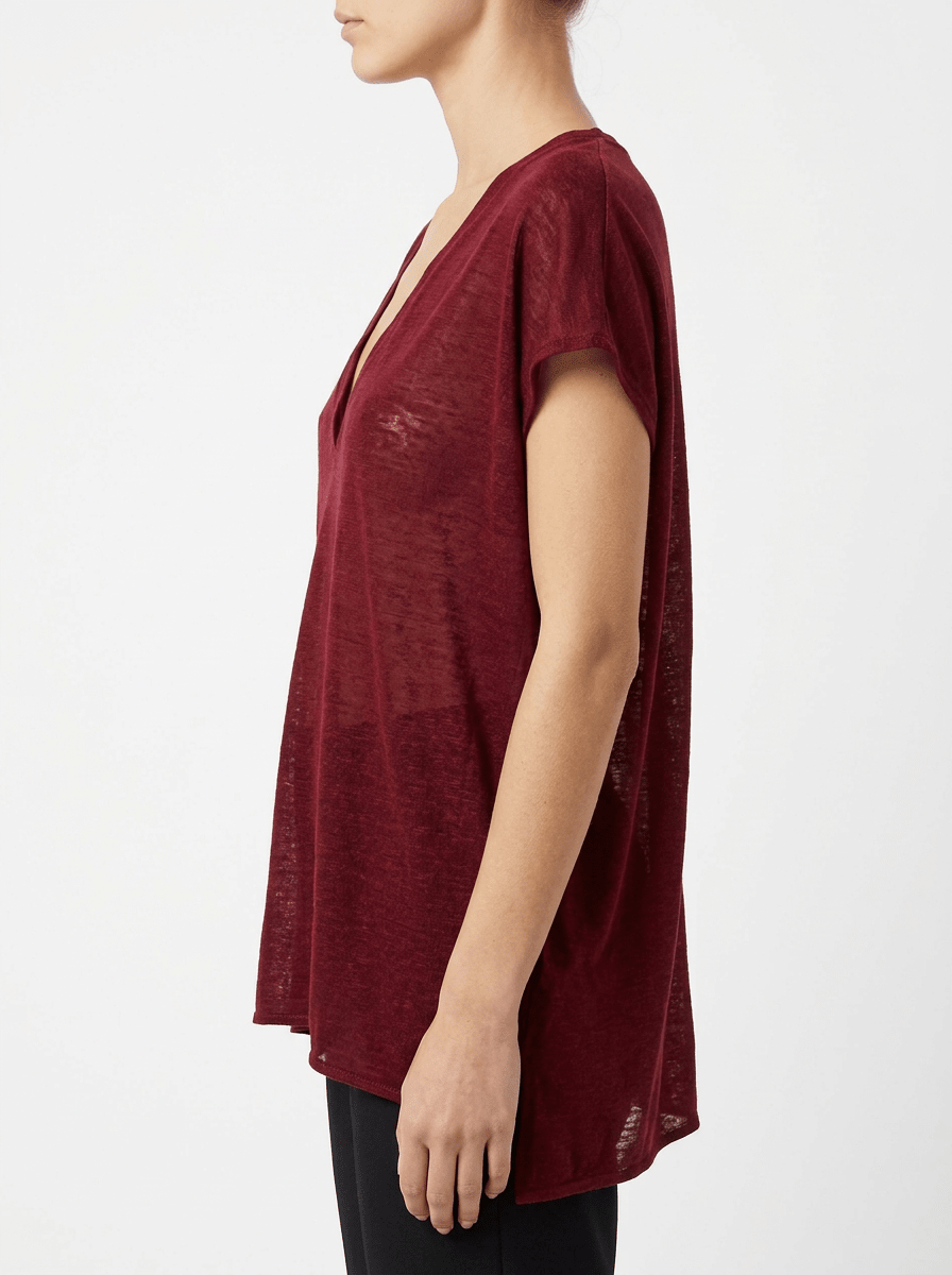 Camicia C-Zero T-shirt in lino marrone rossiccio