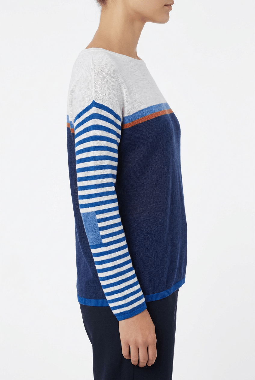 Jersey Pavimento Tricolore Navy Arancione Grezzo