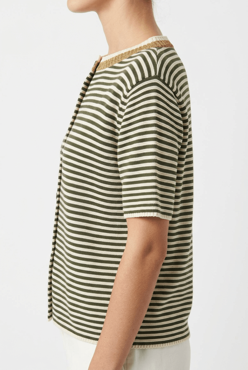 Cardigan Floor Punto Rayas Verde