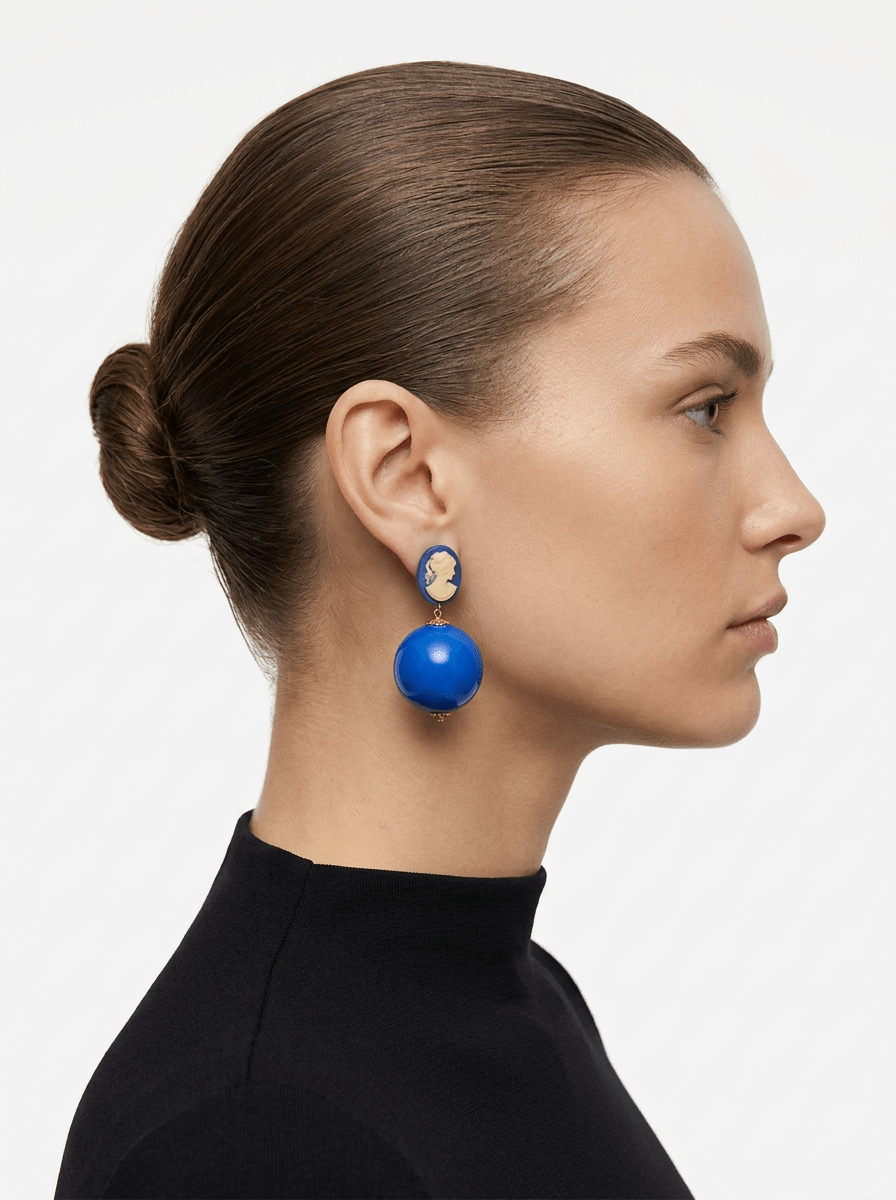 Pendientes Fabrizio Marcantelli Bolas Cameo  Azul