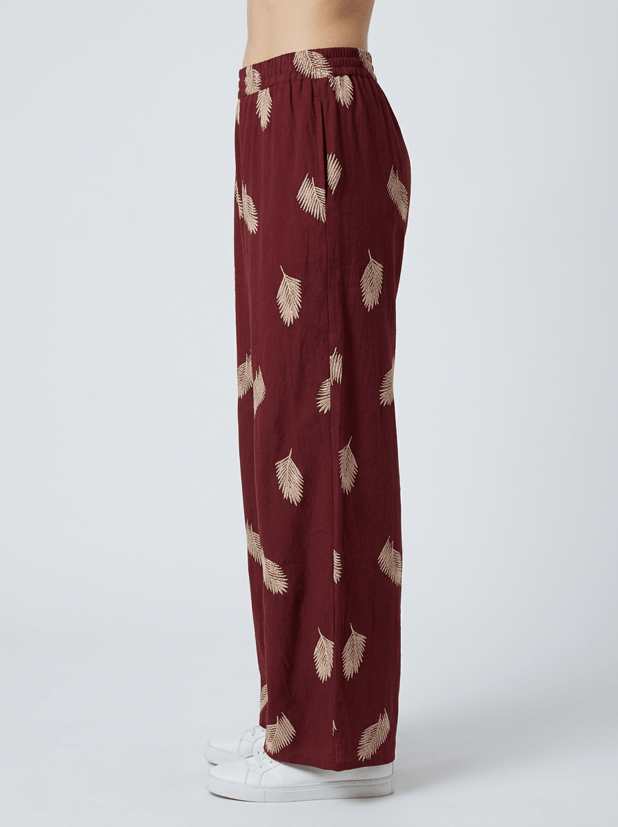 Pantalón Paisie Bordado Burdeos