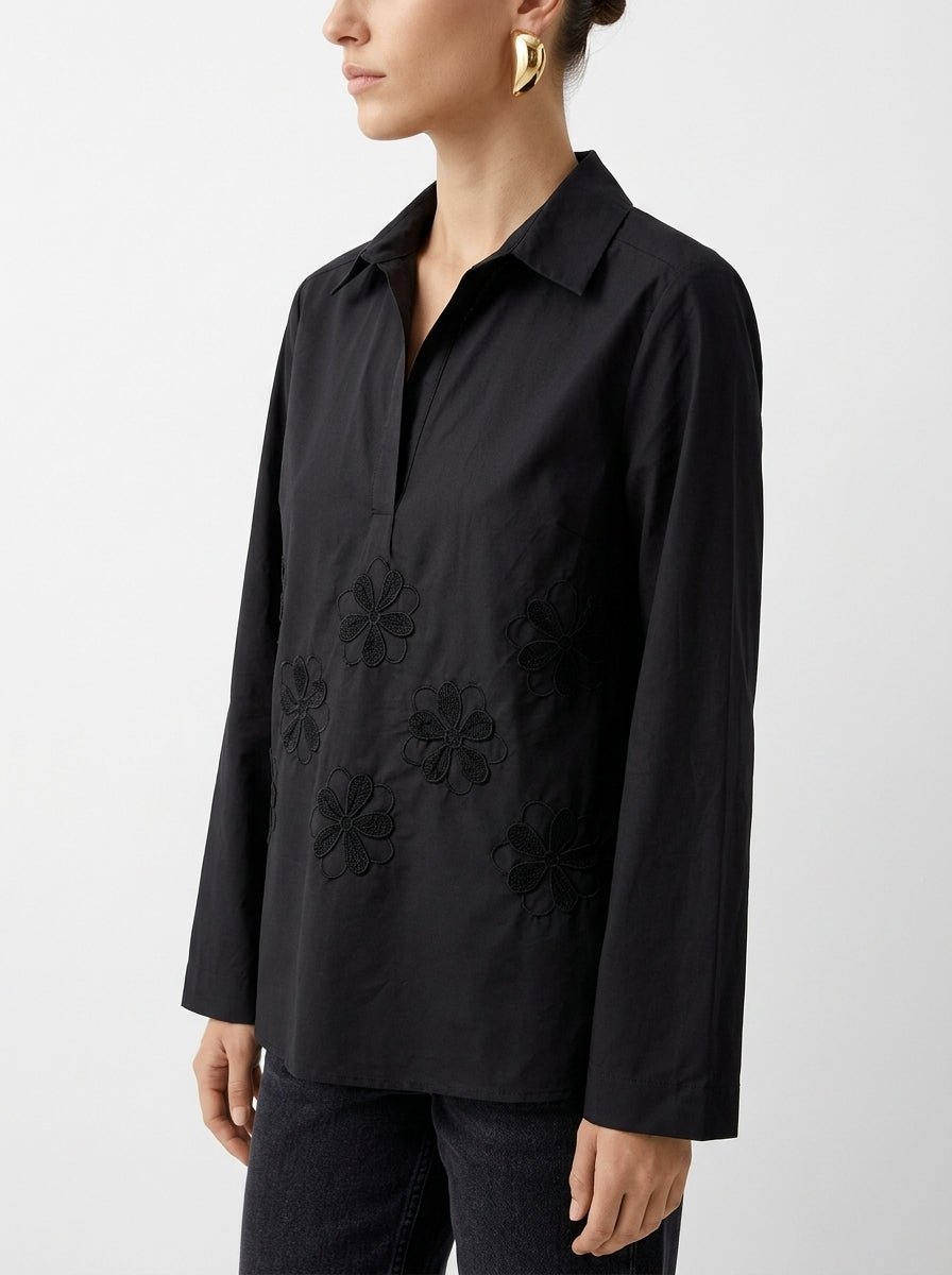 Cuerpo Whyci Milano Bordada Flores Negro