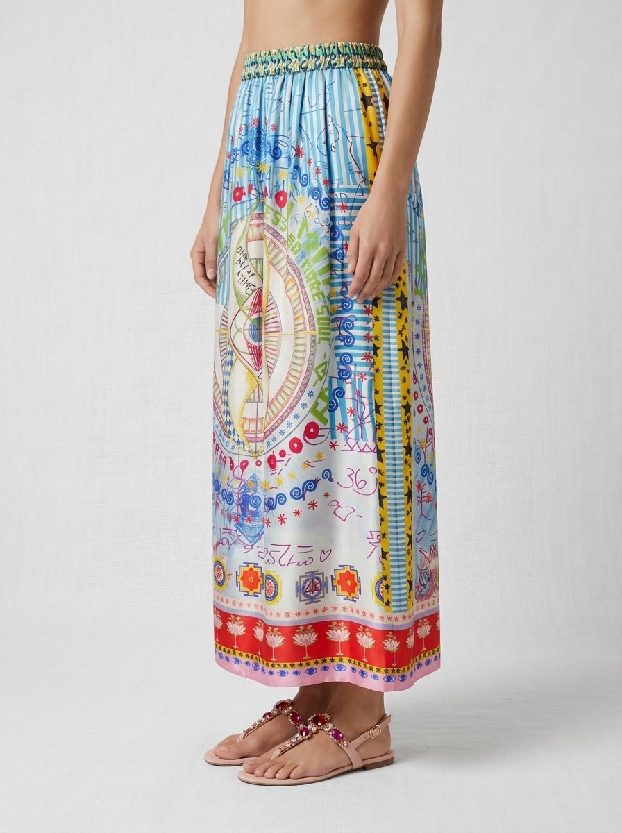 Falda ME369 Midi Vanessa Estampada Dibujos