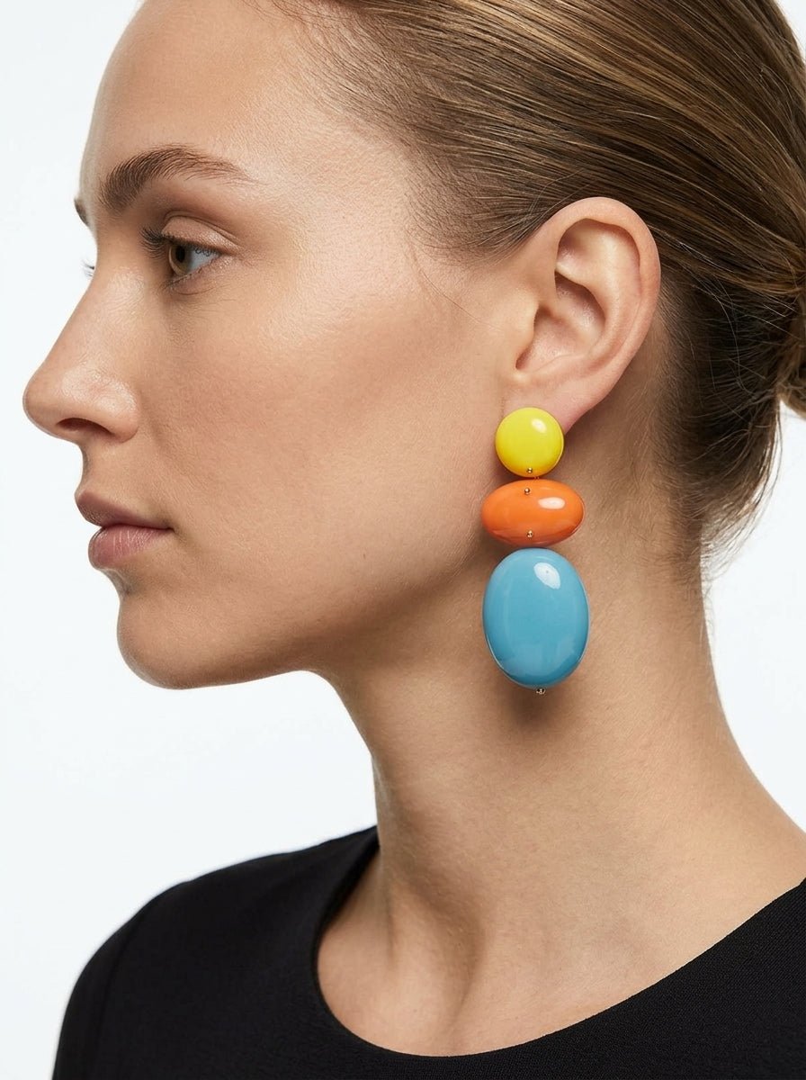 Orecchini Il Baco Da Seta TRICOLOR OVALOS AQUA
