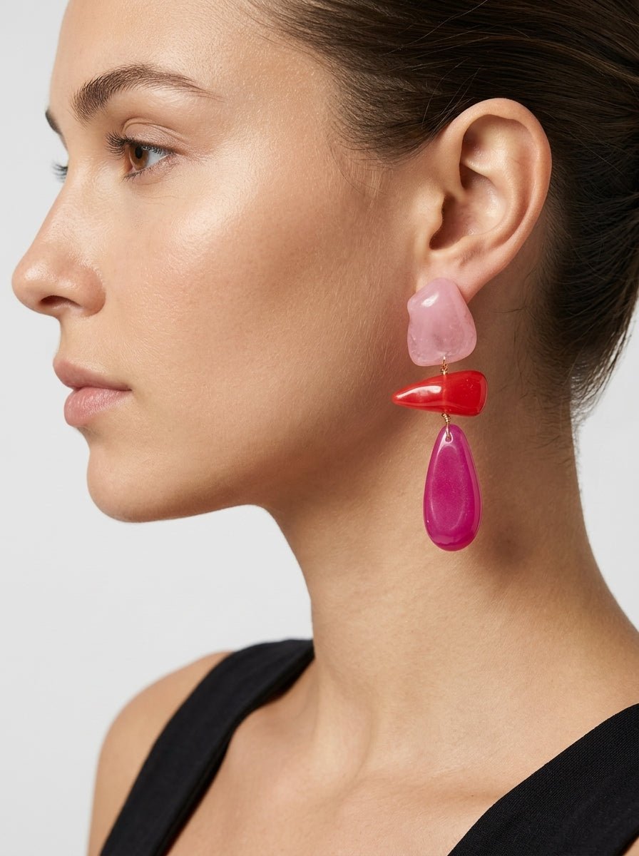 Orecchini Il Baco Da Seta Pietre fucsia