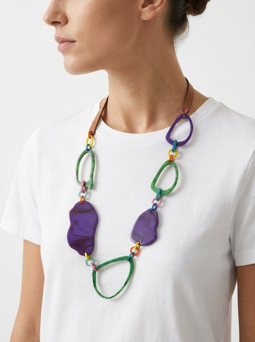 Collar Il Baco Da Seta Cuentas Morado