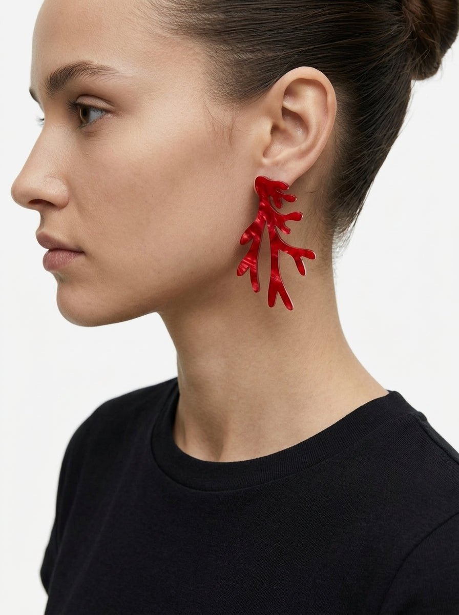 Pendientes Il Baco Da Seta Coral Rojo