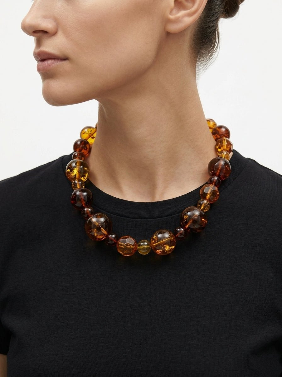 Collana Fabrizio Marcantelli Palline di Miele e Caramello Alternate