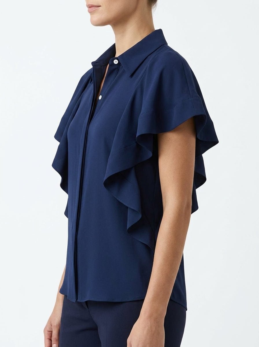 Conti Lightweight Short Sleeve Ruffle Shirt