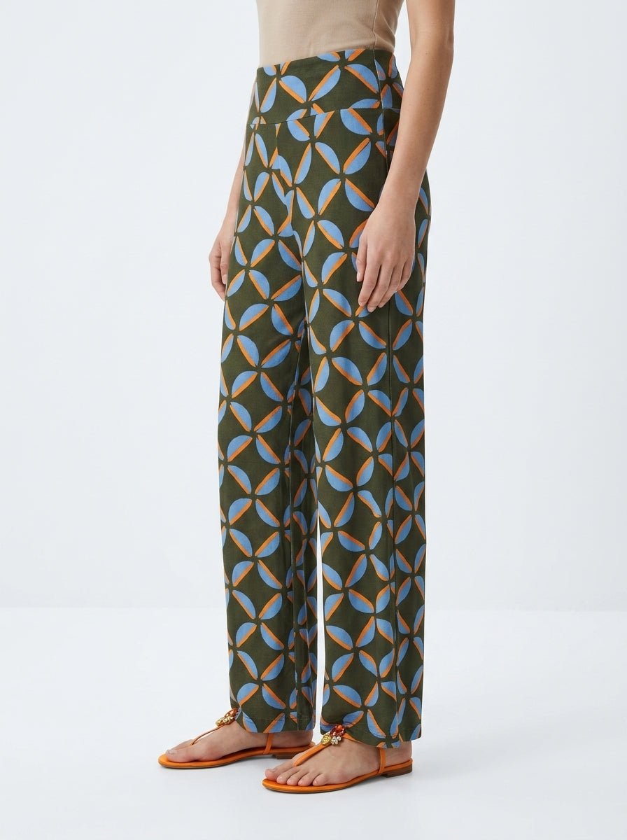 Pantaloni Niu stampati kaki