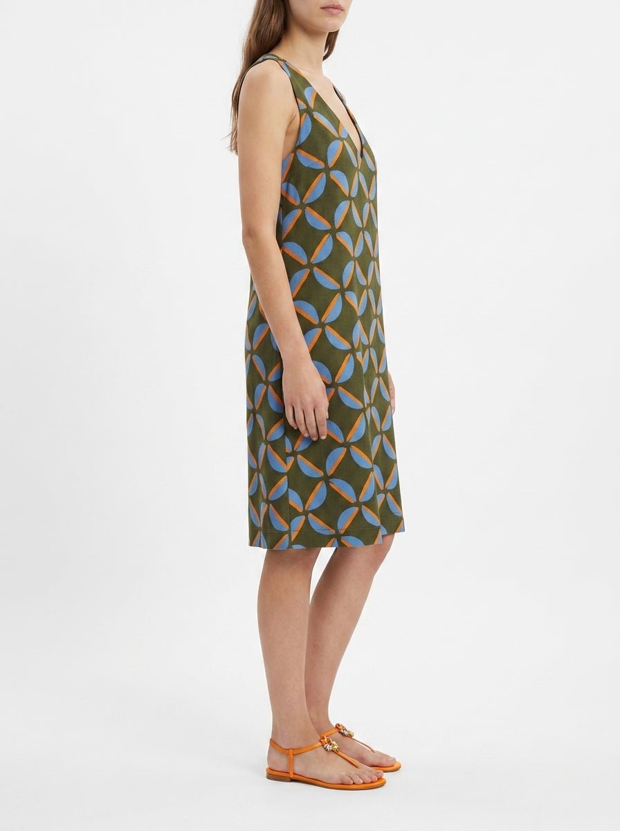Khaki Geometric Straps Niu Dress