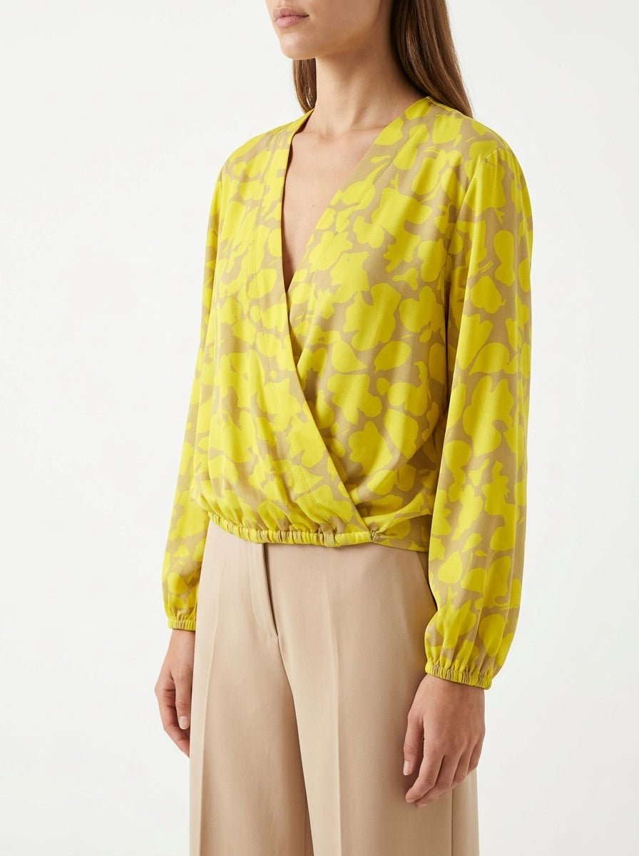 Whyci Yellow Printed Blouse