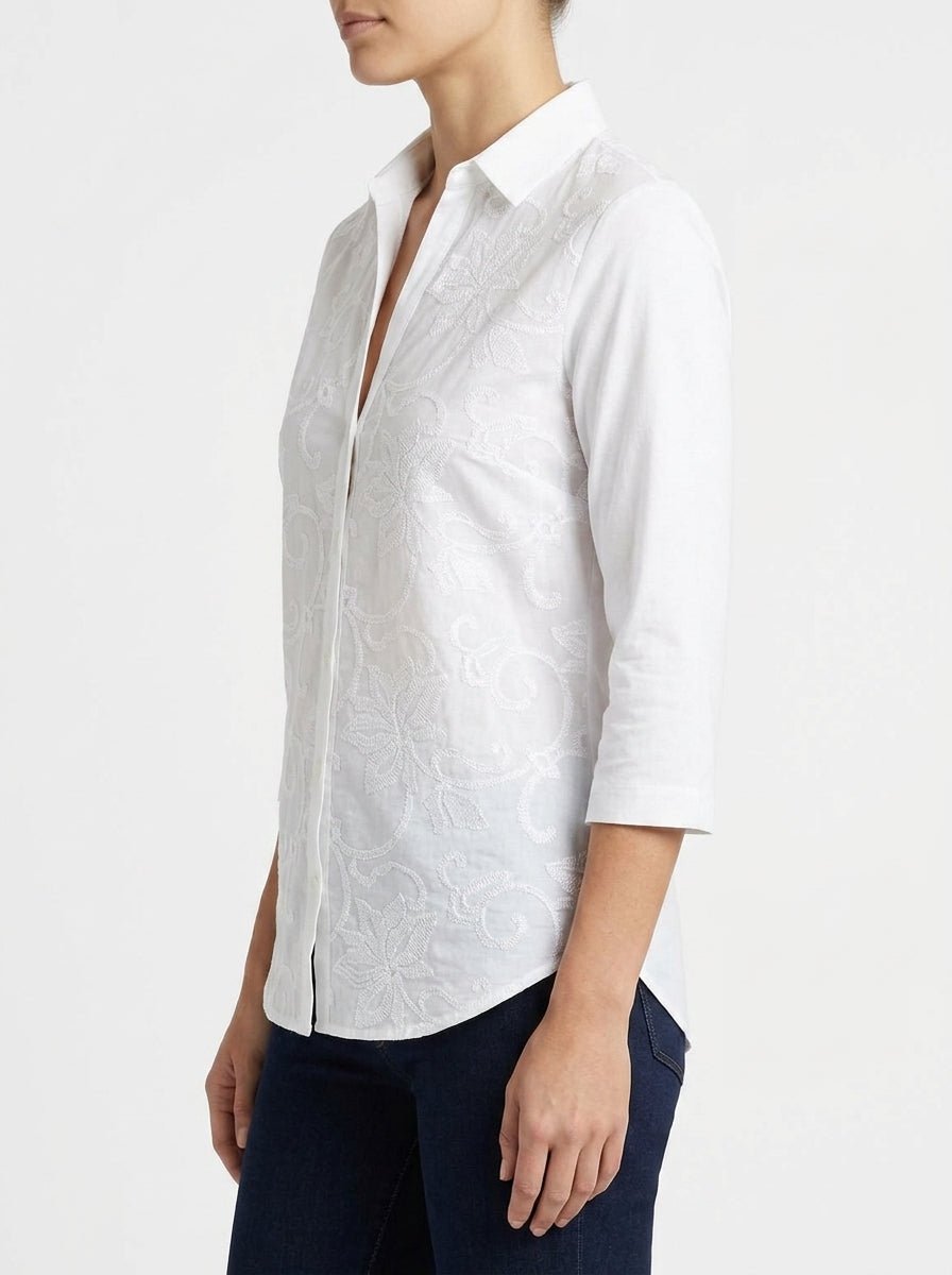 Whyci Milano Embroidered French Sleeve Shirt