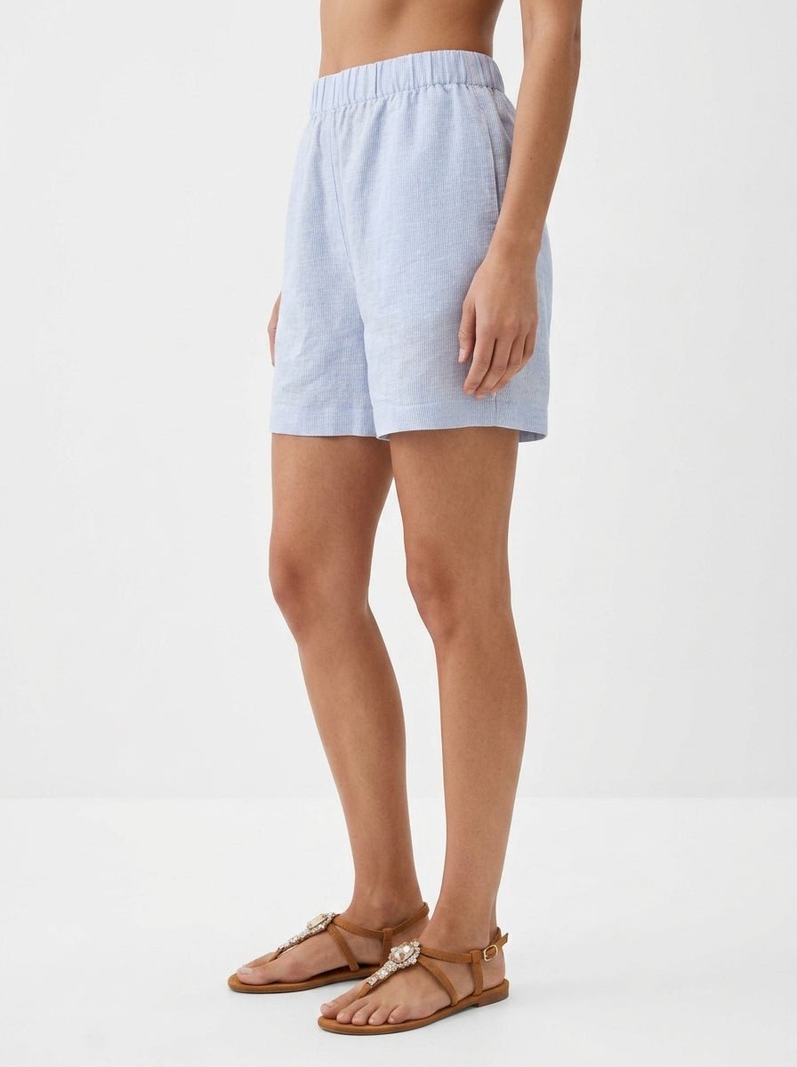 Whyci Milano Pantaloncini in Lino a Righe