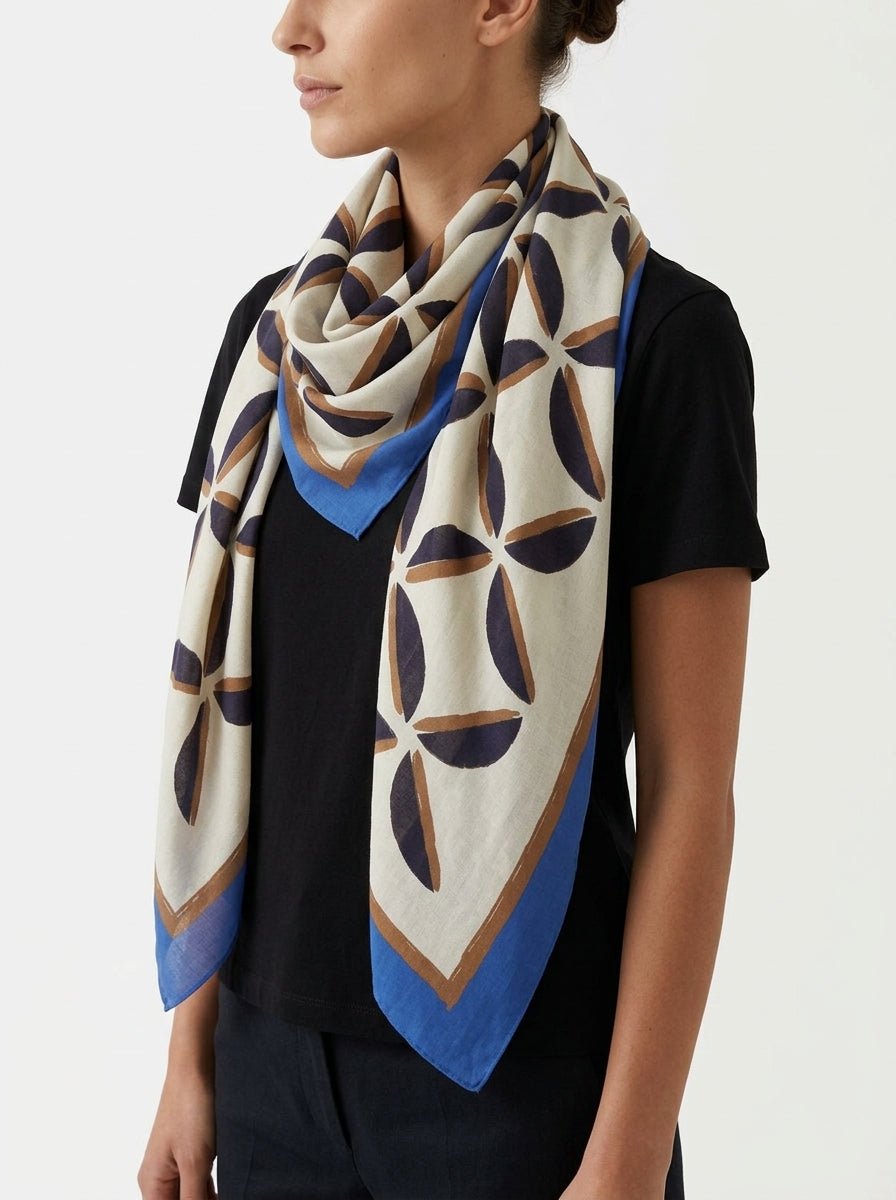 Niu Fancy Foulard Geometric Print Navy Blue