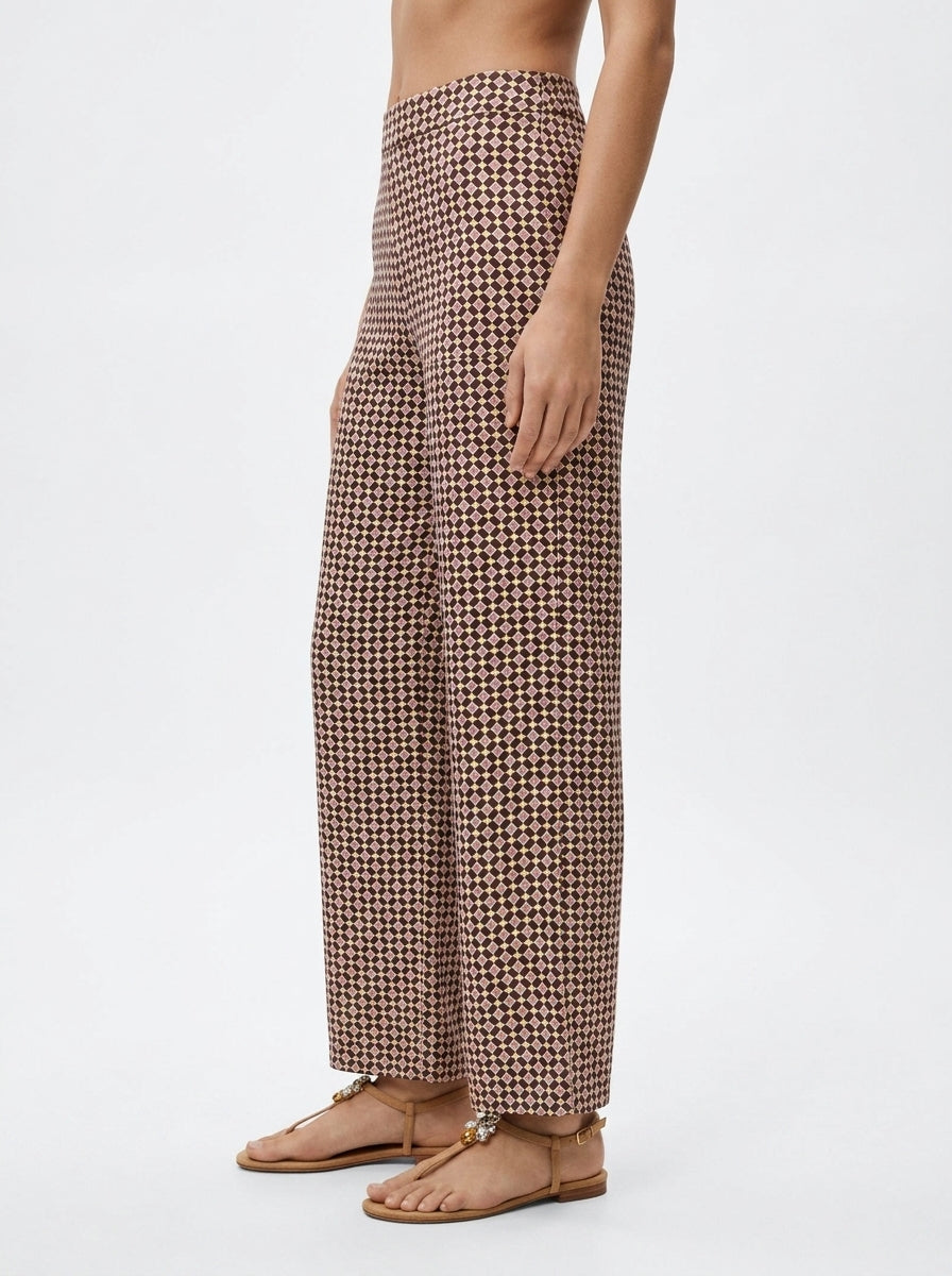 Pantalon Monika Varga Cercles Losanges Marron