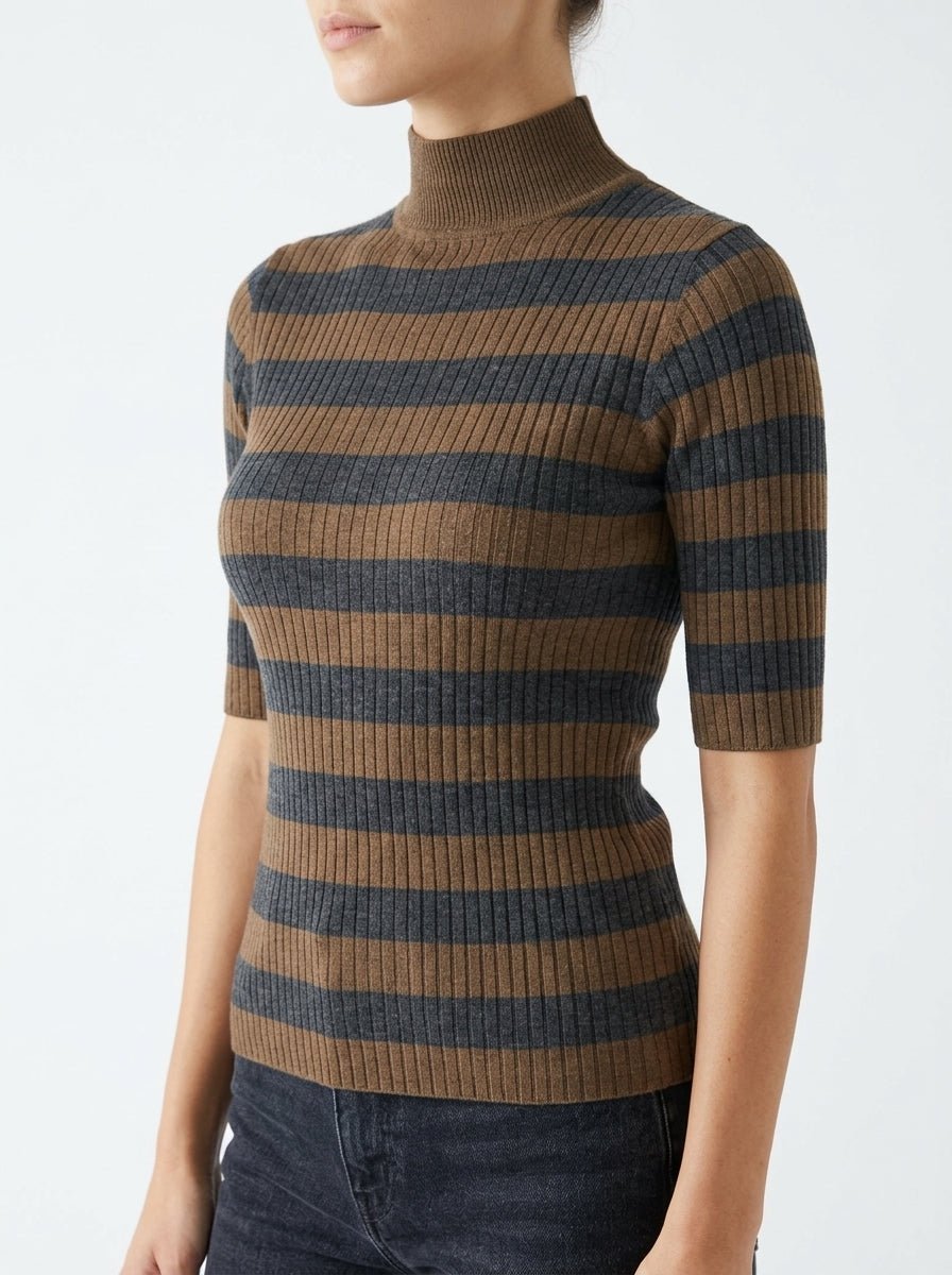 Majesctic Filatures Short Sleeve Striped Sweater