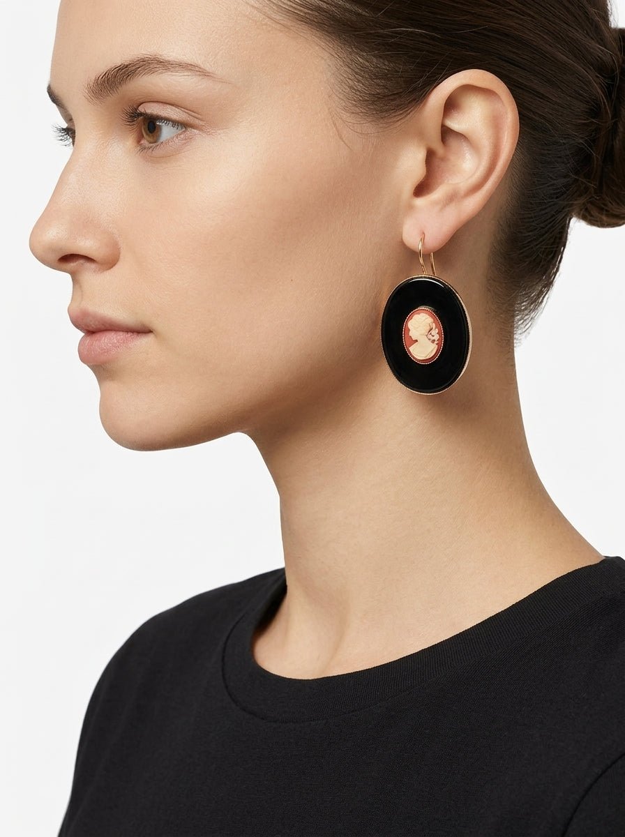Pendientes Fabrizio Marcantelli Onix Cameo Naranja