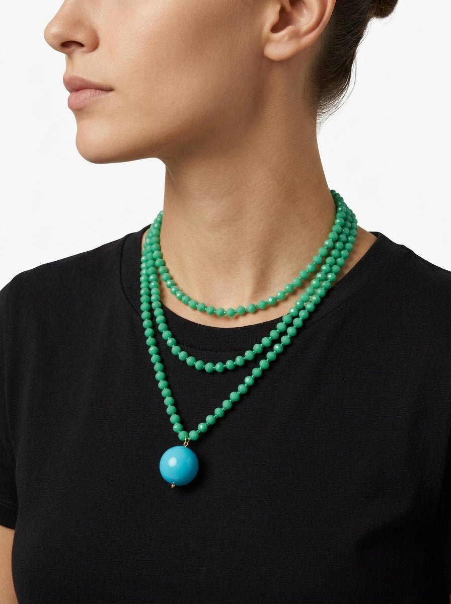 Collar Fabrizio Marcantelli Bolitas y Bola Grande Agua Celeste