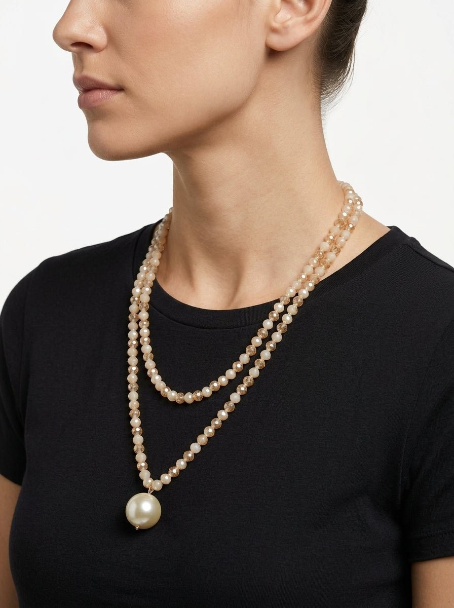 Fabrizio Marcantelli Collier Perles et Grande Boule Perle Beige