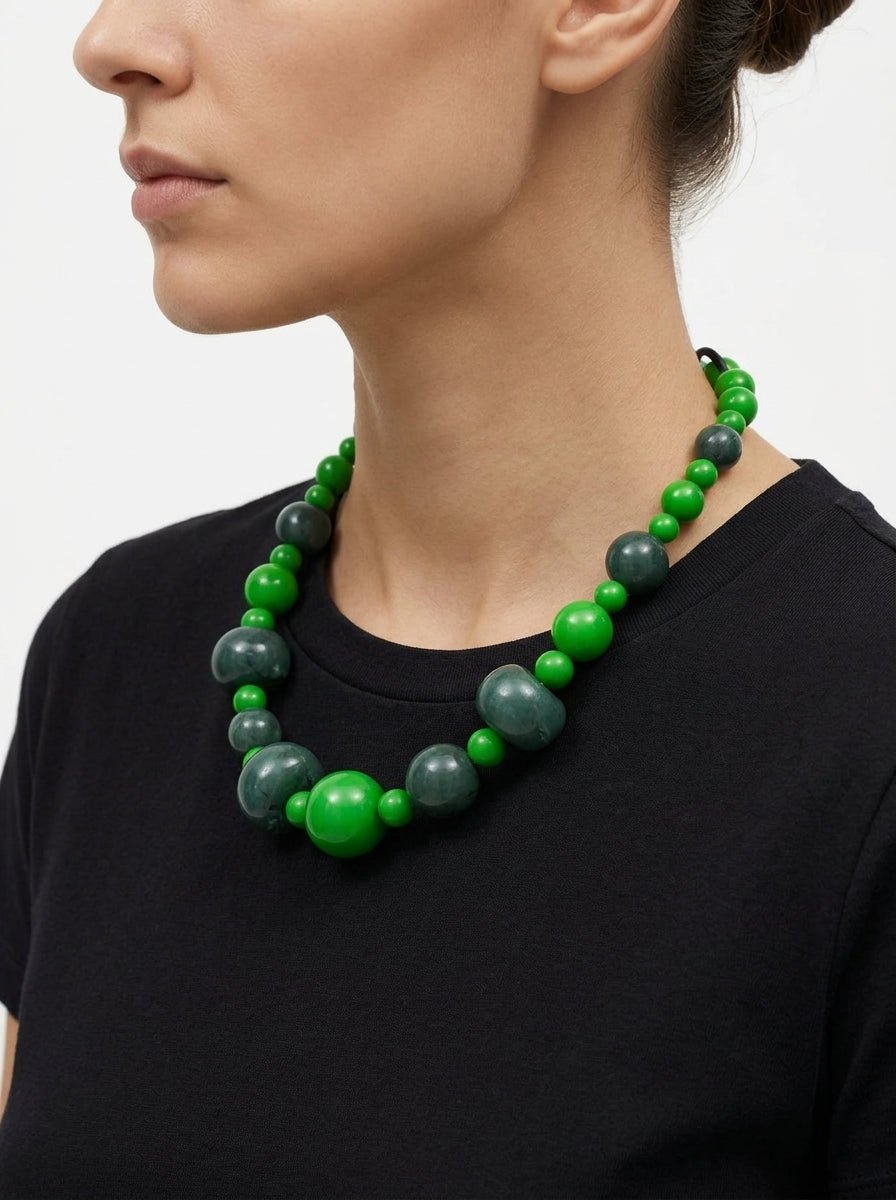 Collar Fabrizio Marcantelli Bolas Alternadas Verde y Jade