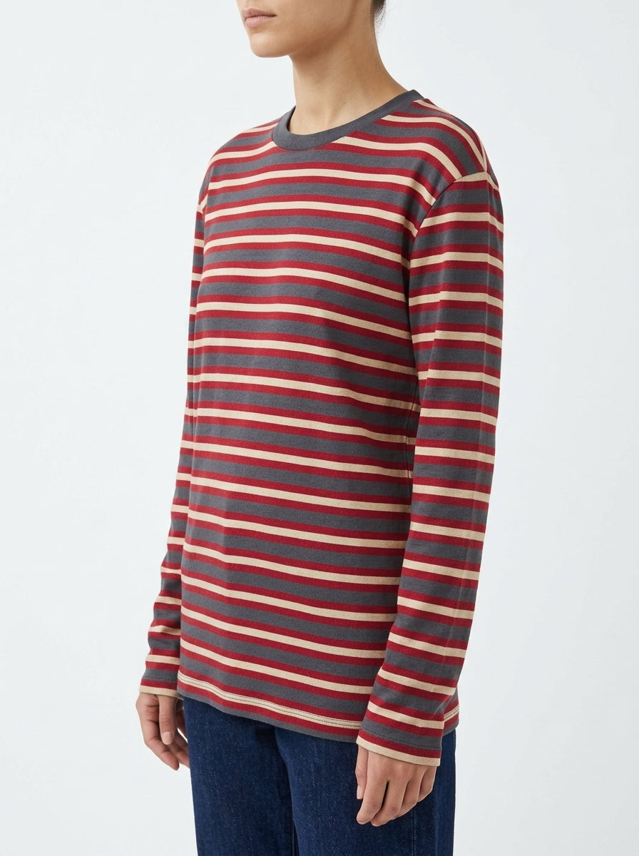 Niu Maroon Striped T-shirt