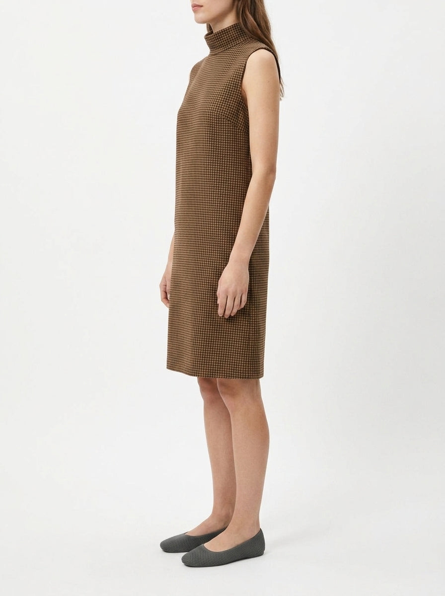 Niu C.Halter Pied de Poule Dress Camel