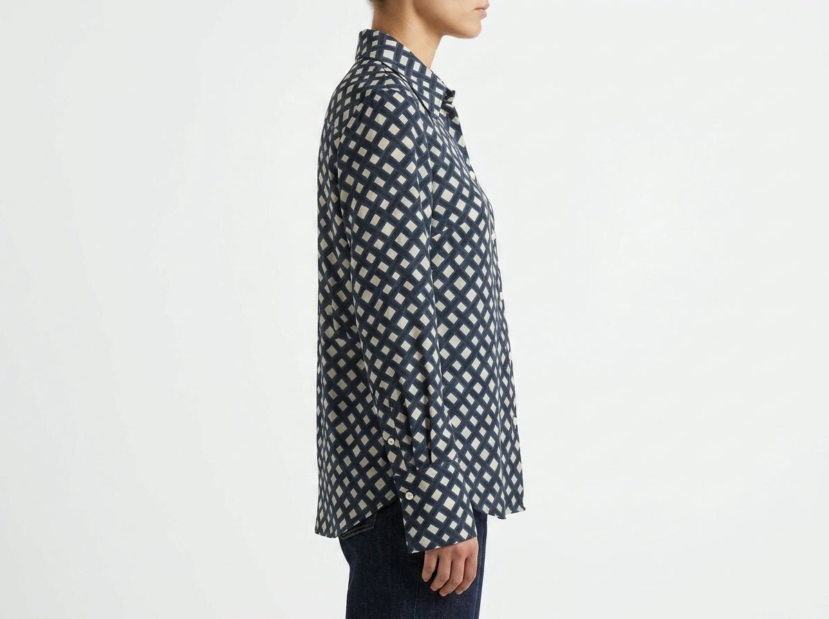 Camisa Diega Cilva Estampado Trenzado Azul