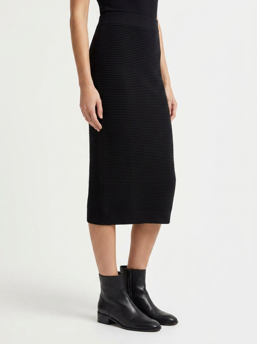 Falda Paisie Midi Canalé Negro