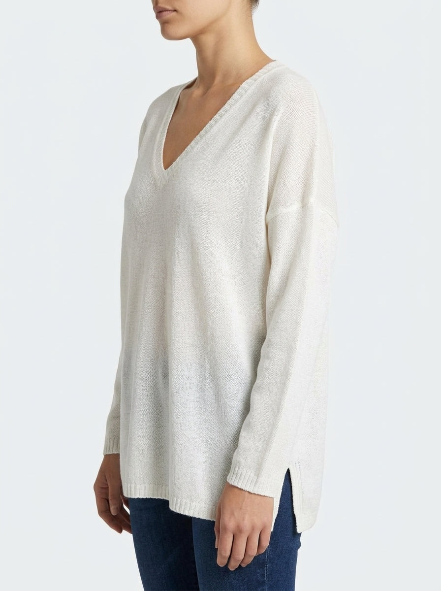 Jersey Base Milano Cuello Pico Blanco