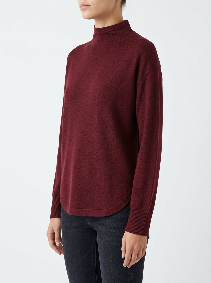 Jersey Scaglione High Neck Round Burdeos