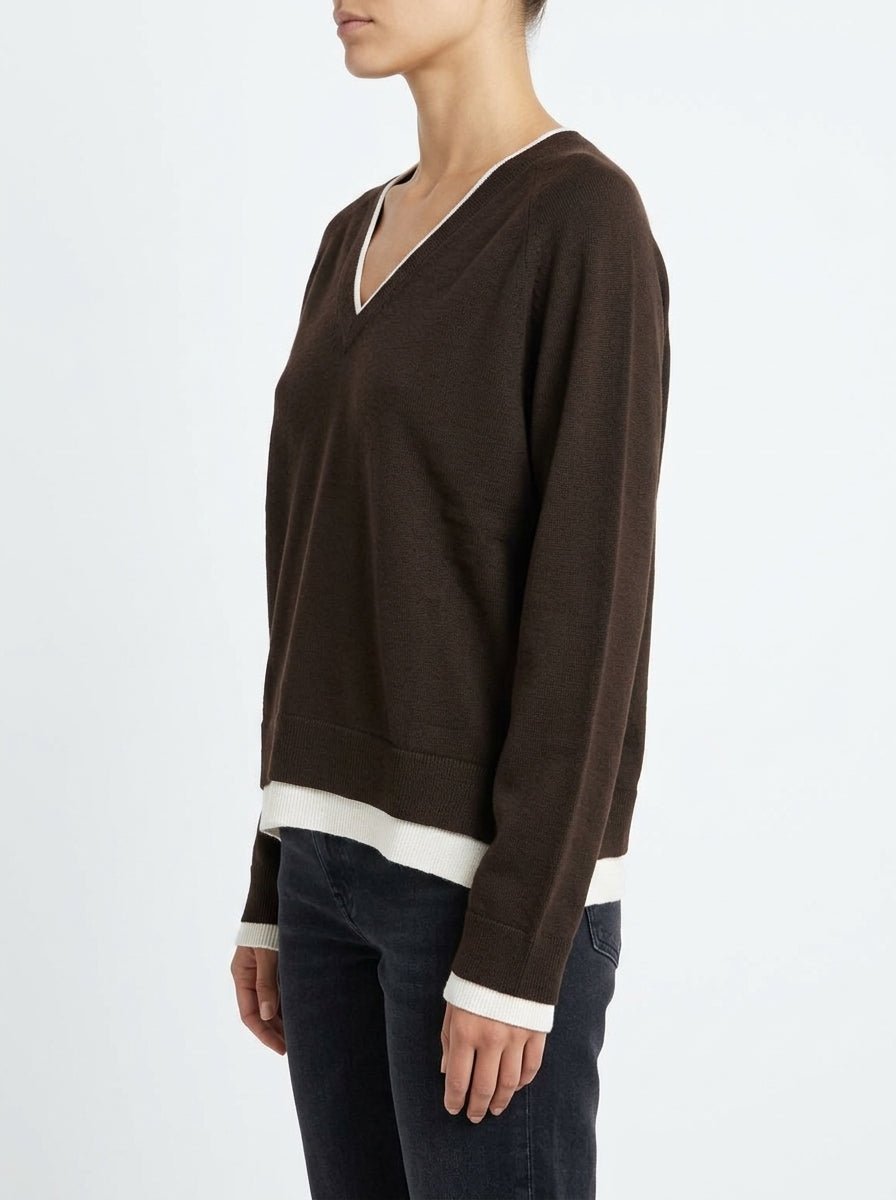 Jersey Scaglione Boat Beck Contrast Rib Marron