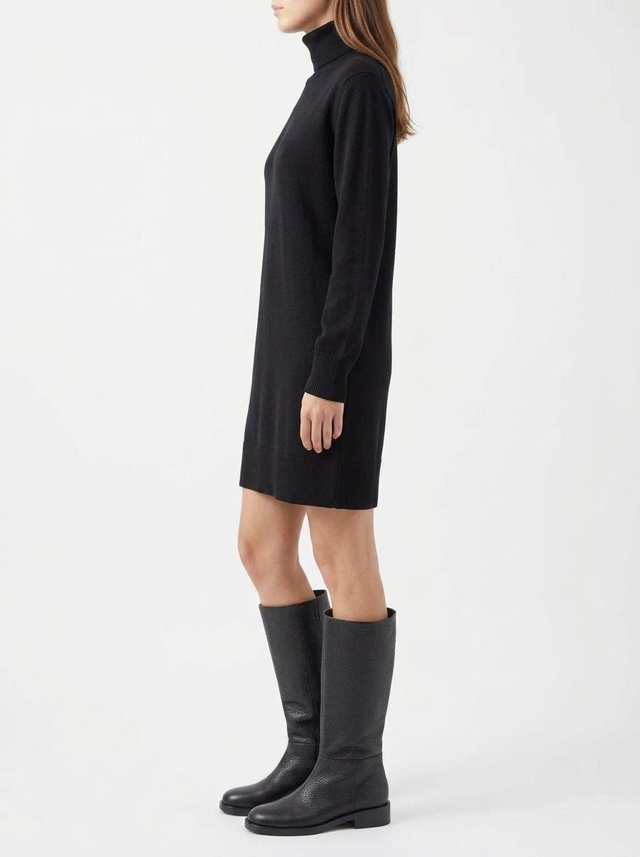 Vestido Solo Tre Cuello Alto Negro