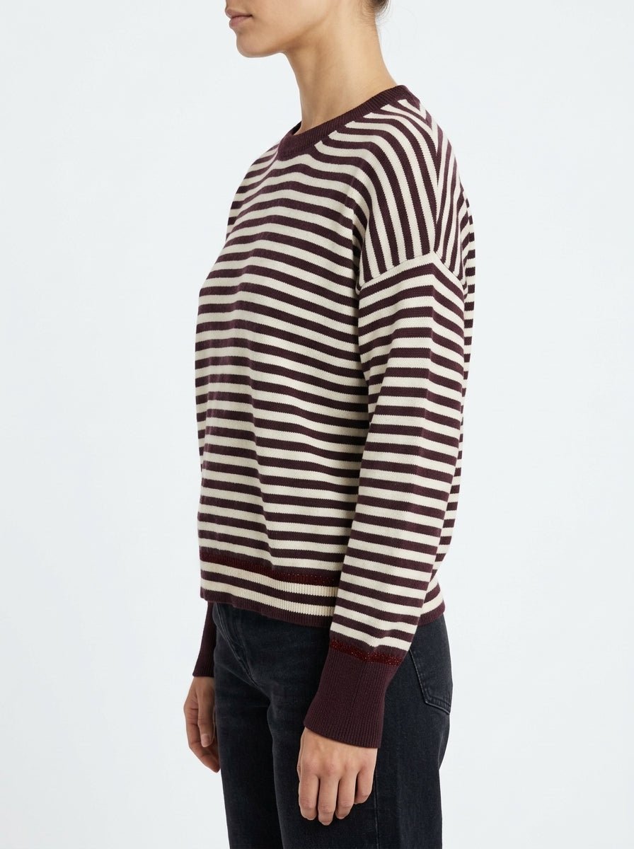 Jersey B-YU Rayas Lurex Marrón Chocolate