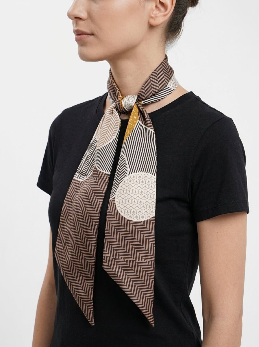 Twilly Il Baco Da Seta Estampado Lineas Camel
