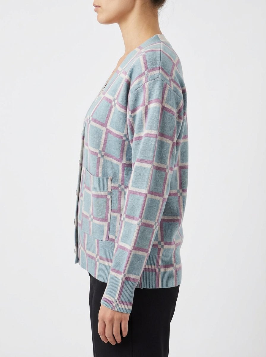 Cardigan a letto con te a quadretti celesti