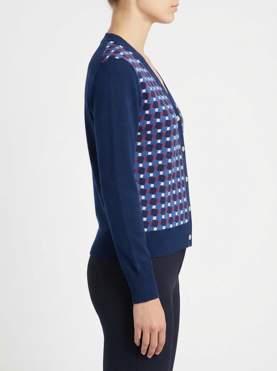In Bed With You Cardigan in seta a rombi Blu petrolio