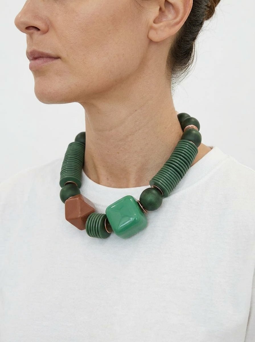 Collana Il Baco Da Seta Perline verdi