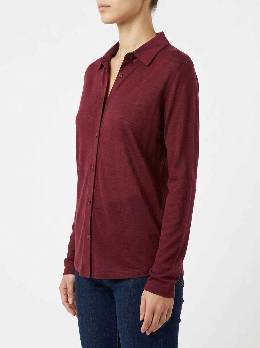 Camisa Majestic Filatures Punto Burdeos