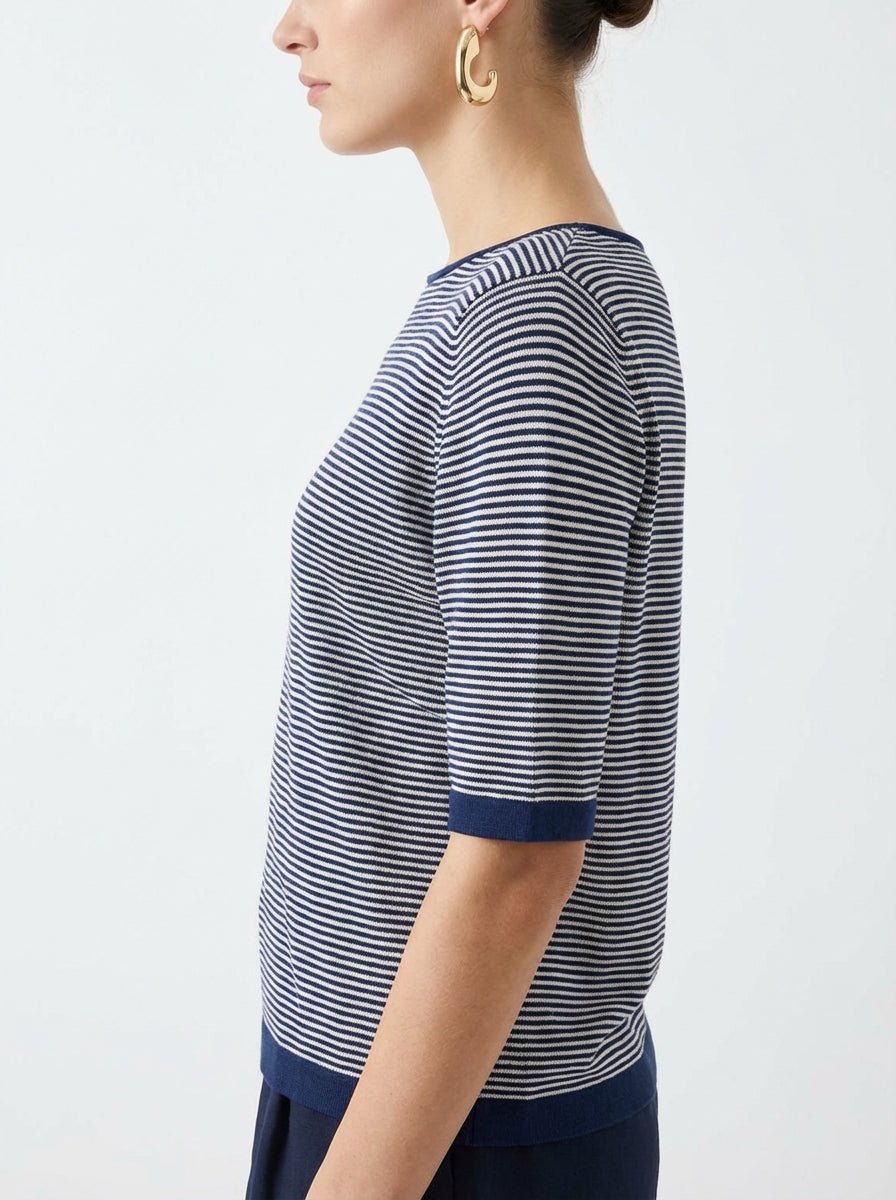 Jersey Alessandro Aste Mentone Beige Azul Marino