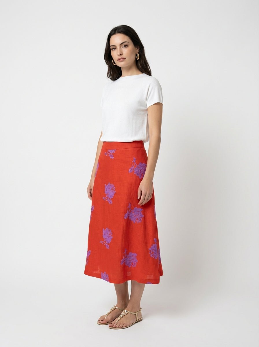 Falda Justmine Acampanada Bordada