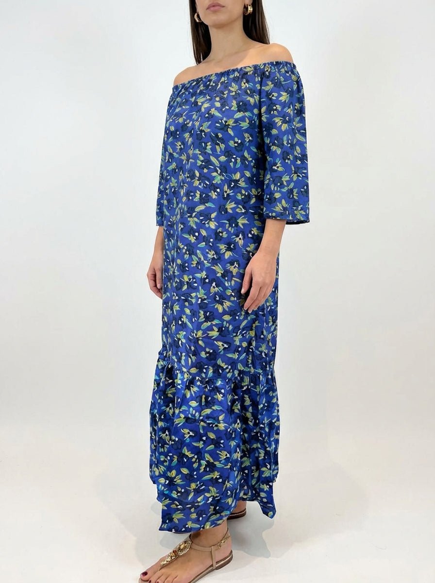 Mondo e Colori Silk Dress with Anemone Flower Print